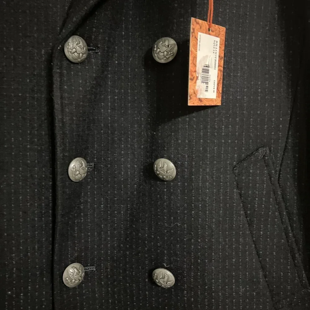 TALLIA Navy Wool Blend Coat Young Men's Size M 12-14 . MSRP $195. NWT - Picture 2 of 12